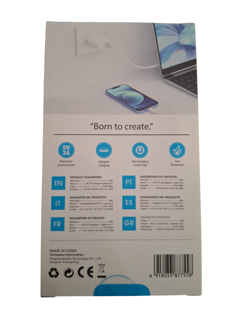 Adapter za napajanje HC177 20W - USB-C na Type-C